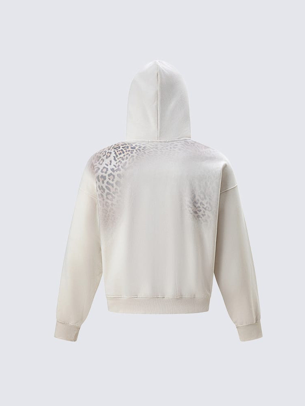 Leopard print hoodie – Cream, back flat | XoKool