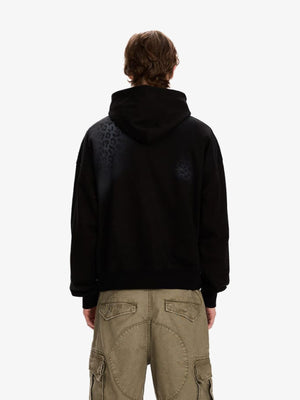 Leopard print hoodie – on model, black, back | XoKool