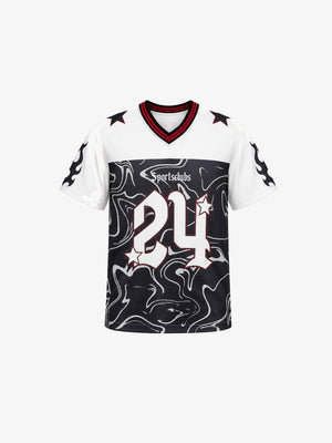 Oversized Mesh Football Jersey with Number 24 Print – front view | XoKool