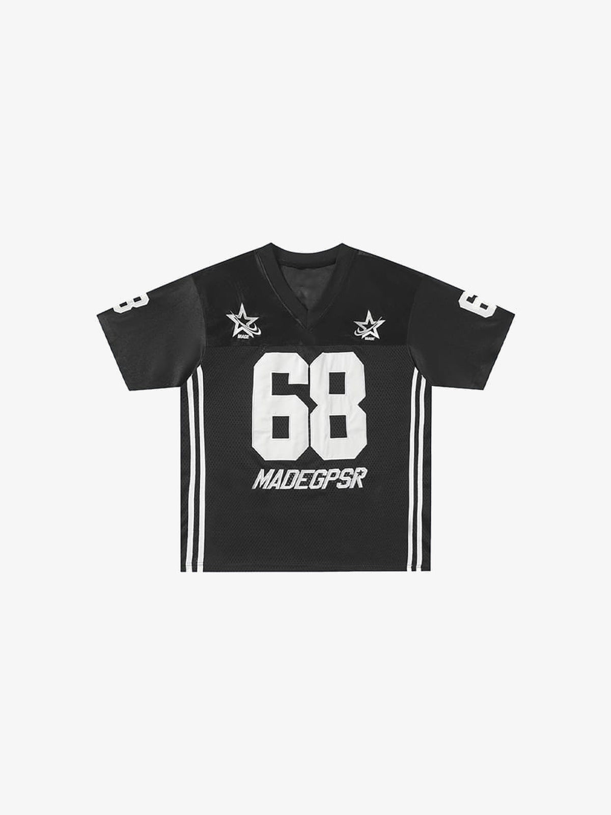 Oversized Mesh Football Jersey with Number 68 – Black, front view | XoKool
