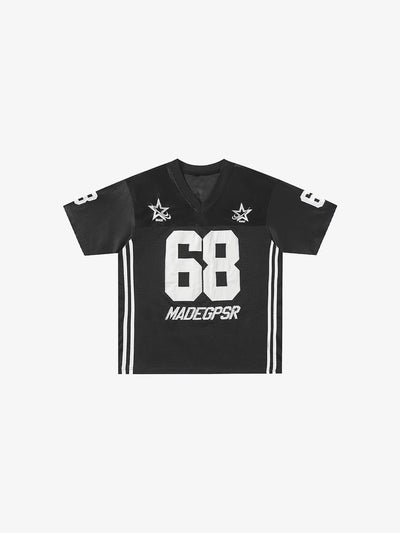 Oversized Mesh Football Jersey with Number 68