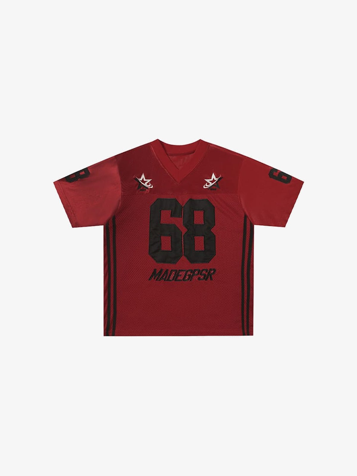 Oversized Mesh Football Jersey with Number 68 – Red, front view | XoKool