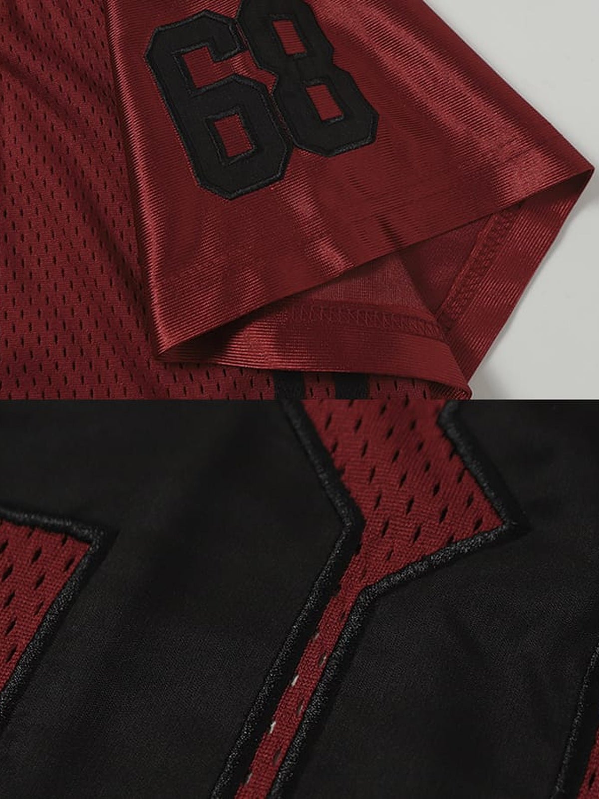 Number 68 jersey – Red, number and hem close-up | XoKool