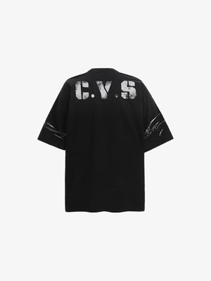 Oversized Number 07 T-Shirt in Grey Ombre or Black – Black, back flat view | XoKool