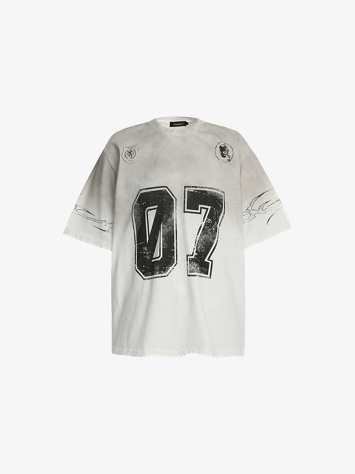 Oversized Number 07 T-Shirt in Grey Ombre or Black – Grey Ombre, front flat view | XoKool