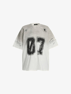 Oversized Number 07 T-Shirt in Grey Ombre or Black – Grey Ombre, front flat view | XoKool