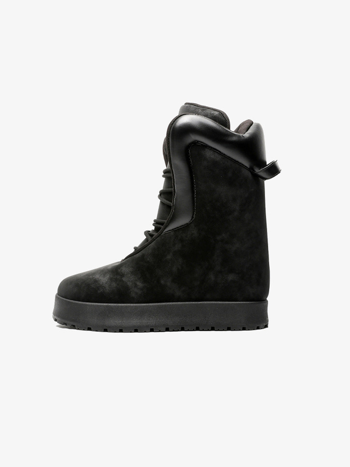 Botas puffer acolchadas oversize de caña alta – negro ante, vista lateral | XoKool