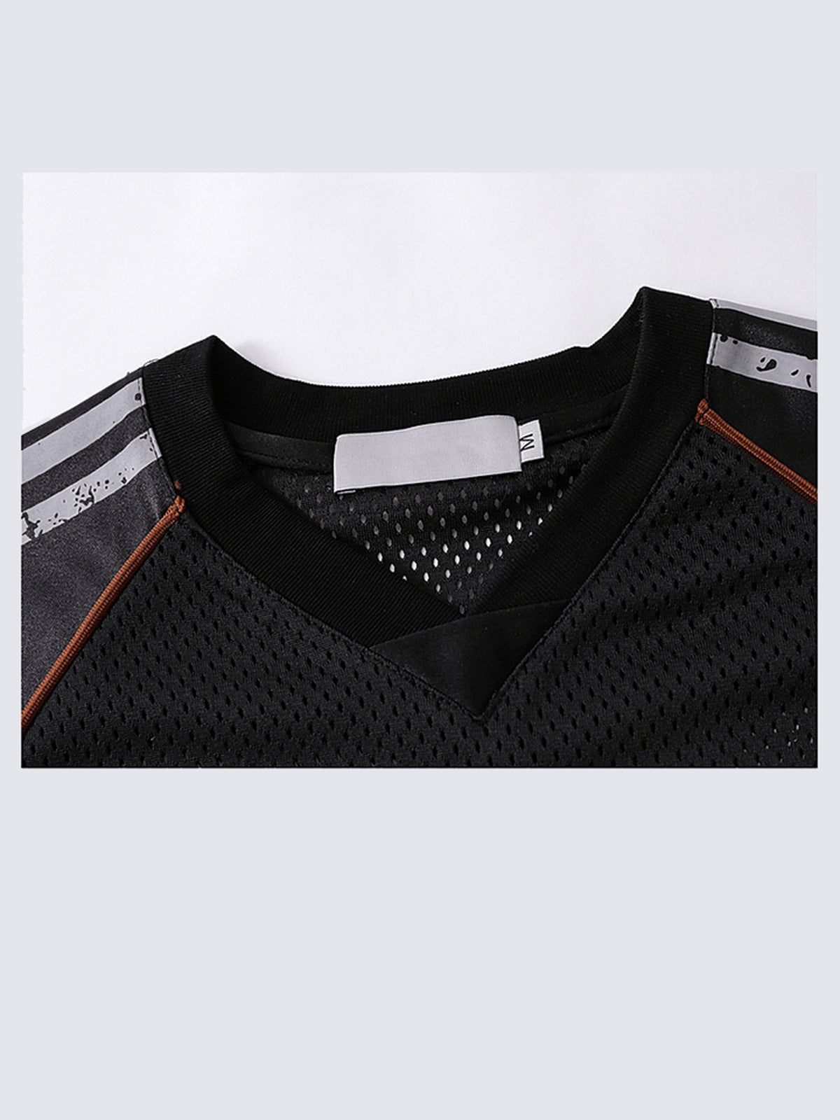 Oversized V Neck Soccer Jersey with Number 90 – Black, collar and mesh close-up | XoKool