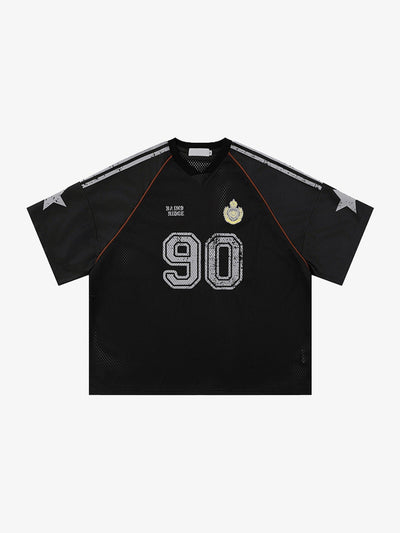 Oversized V Neck Soccer Jersey with Number 90