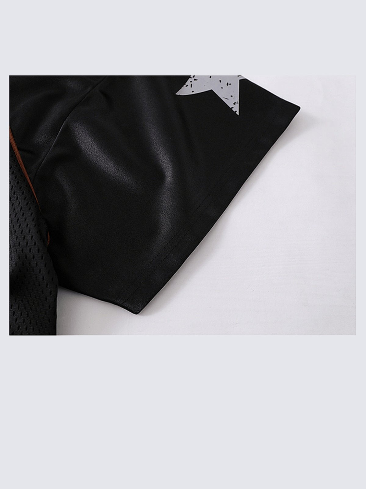 Oversized V Neck Soccer Jersey with Number 90 – Black, sleeve star close-up | XoKool