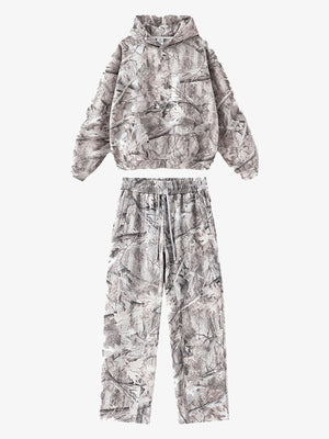 Hoodie oversize de camuflaje de árboles blanco – hoodie combinado con pantalones | XoKool