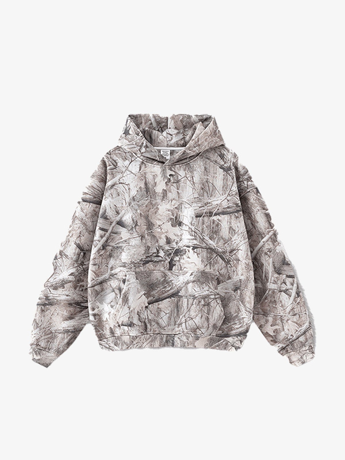 Oversized Hoodie in weißem Baum-Camo – Snow Camo, Vorderansicht | XoKool