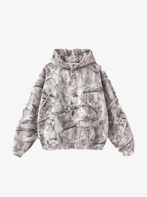 Hoodie oversize de camuflaje de árboles blanco – Camuflaje nieve, vista frontal | XoKool