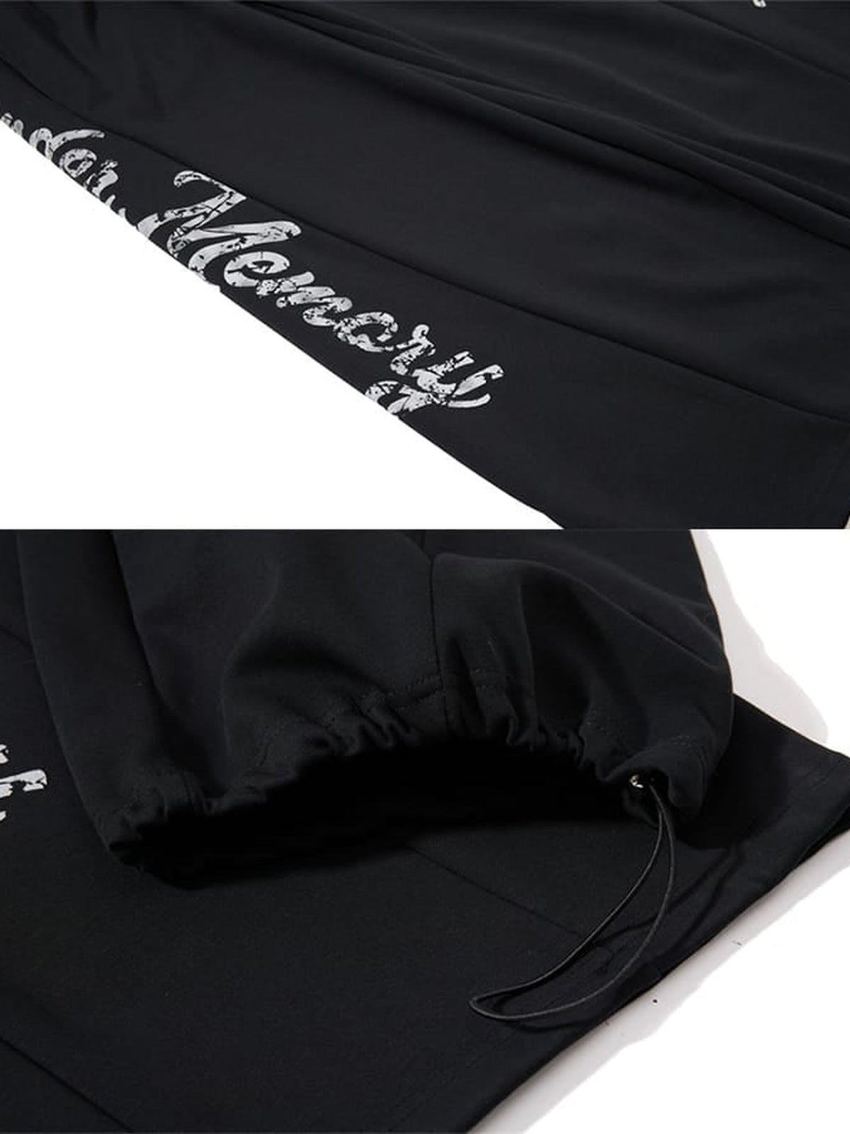 Pantalones deportivos oversize – Negro, detalle del estampado y del bajo con cordón | XoKool