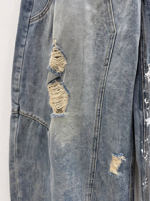 Paint Splatter Jeans – Riss-Detail aus der Nähe | XoKool