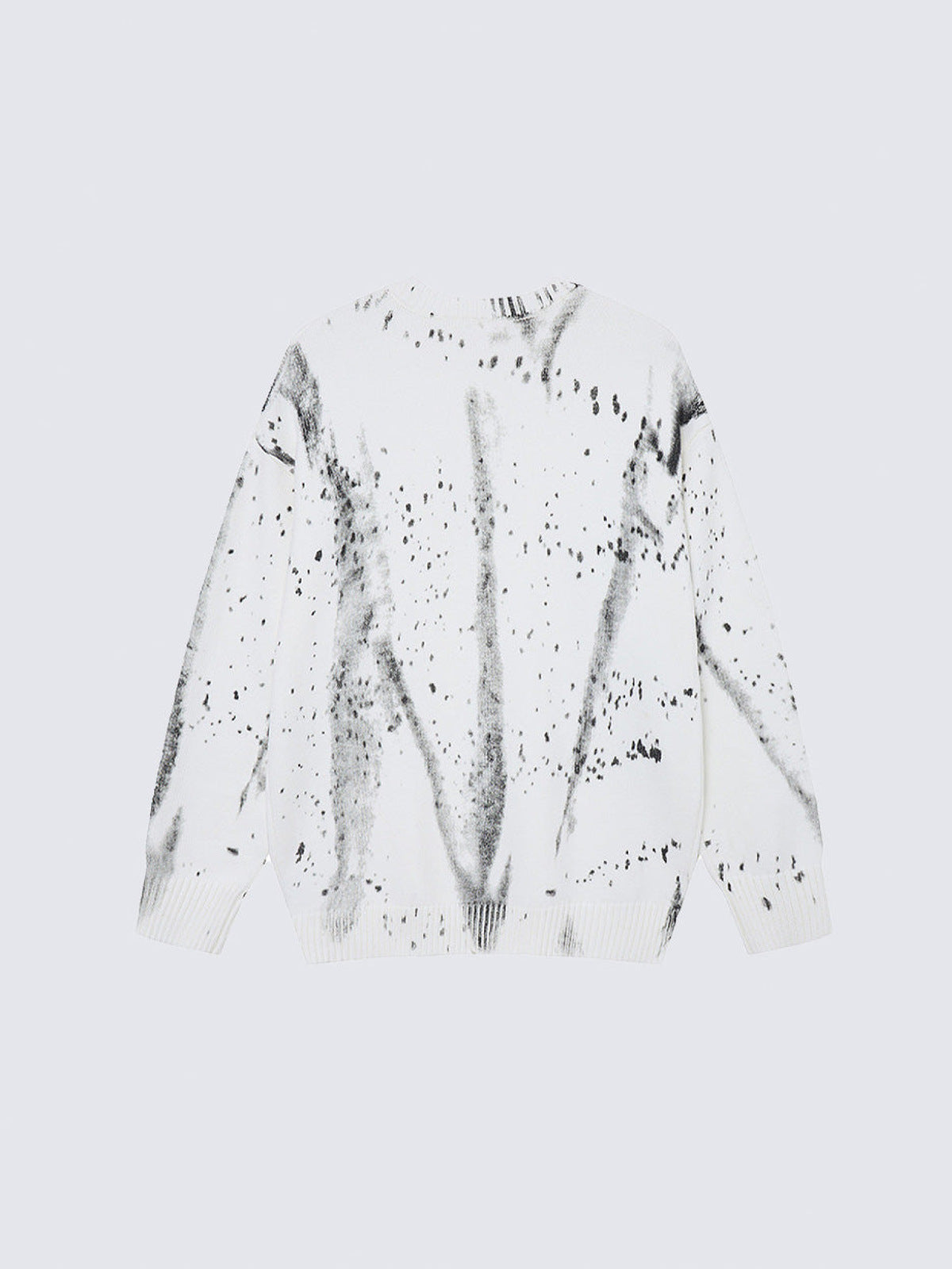 Paint Splatter Brush Stroke Knit Sweater – White, back view | XoKool