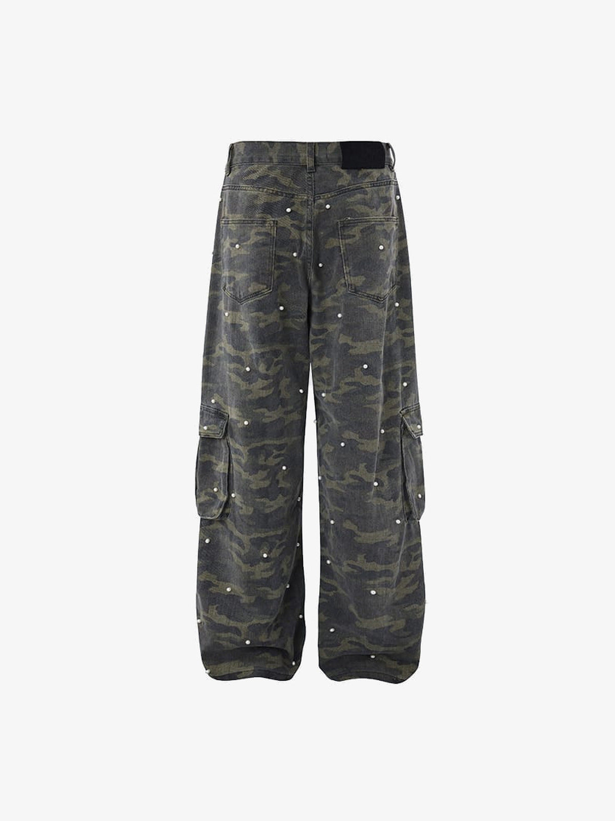 Camo cargo pants – Dark Camo, back flat | XoKool
