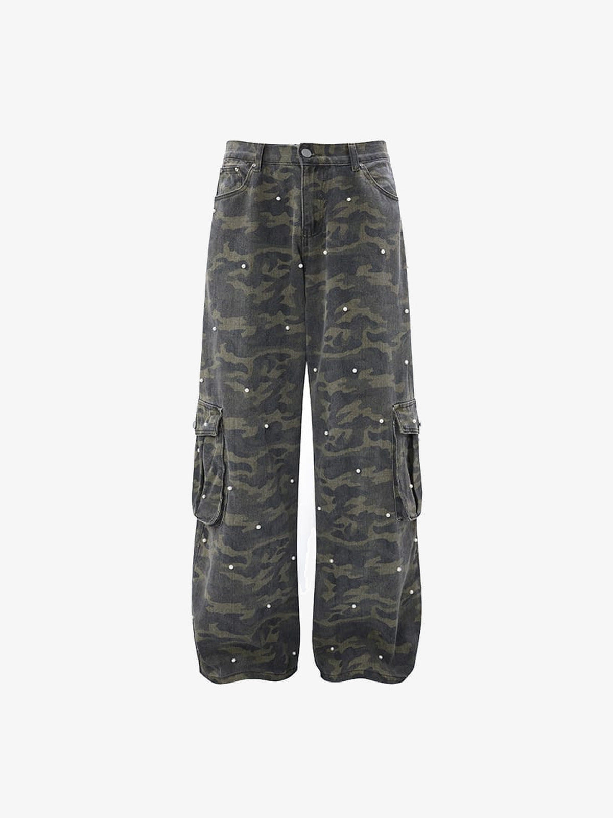 Camo cargo pants – Dark Camo, front flat | XoKool