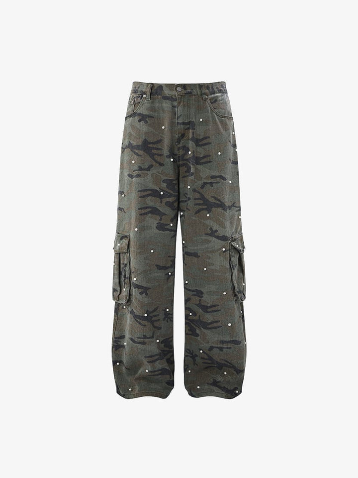 Camo Cargohose mit Perlen
