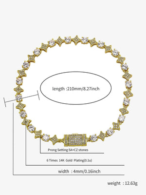 Star Tennis-Kette – Gold, mit Größentabelle | XoKool