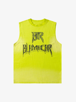 Tanktop mit verblasstem Metall-Buchstaben-Print – Limette, Vorderansicht | XoKool