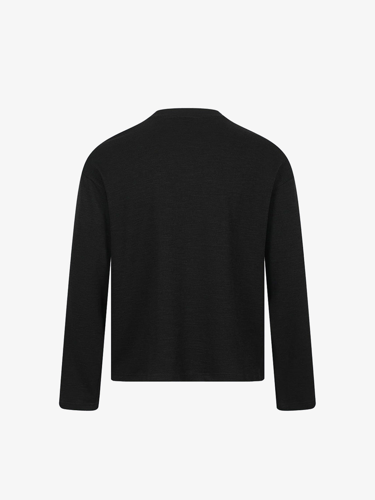 Photo Collage Long Sleeve Tee in Black or White – Black, back flat | XoKool