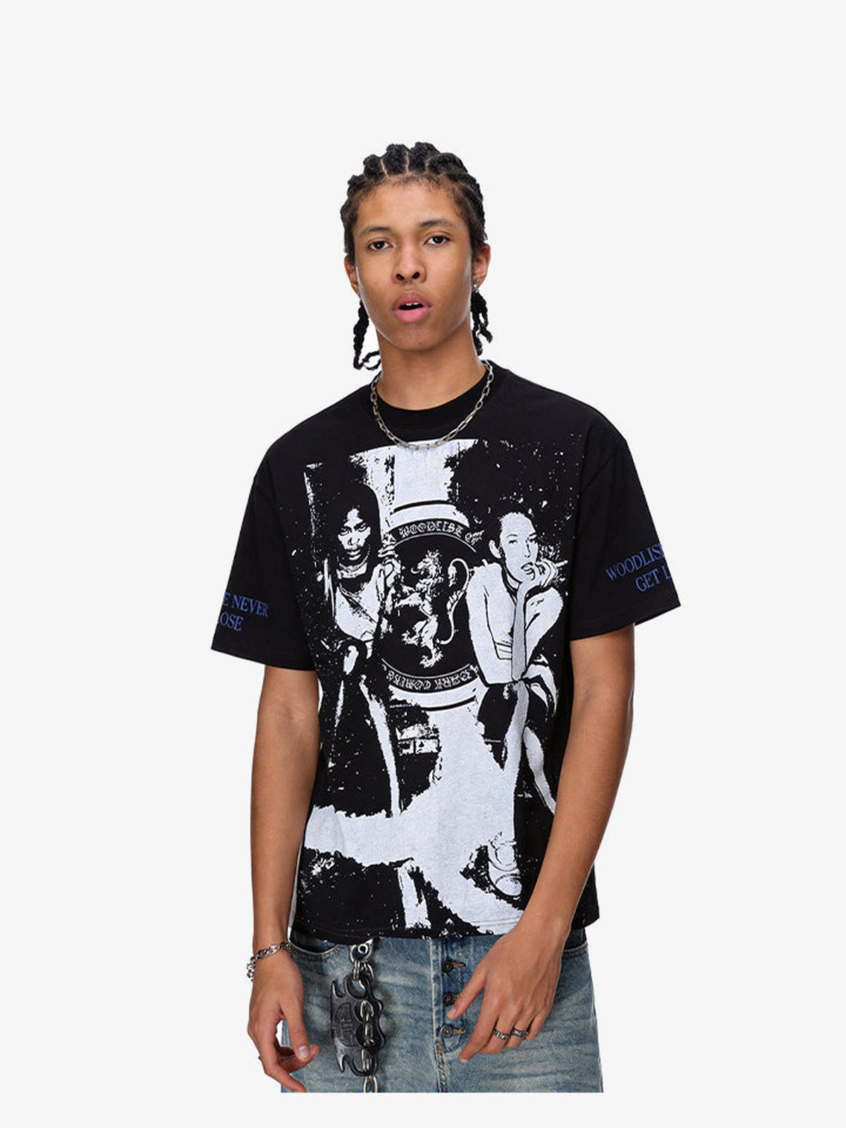 Ringer tee – Black, on model front | XoKool