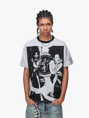 Ringer tee – Grey, on model front (alt) | XoKool