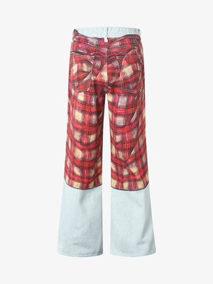 Light Wash Jeans with Plaid Shirt Print – back view | XoKool
