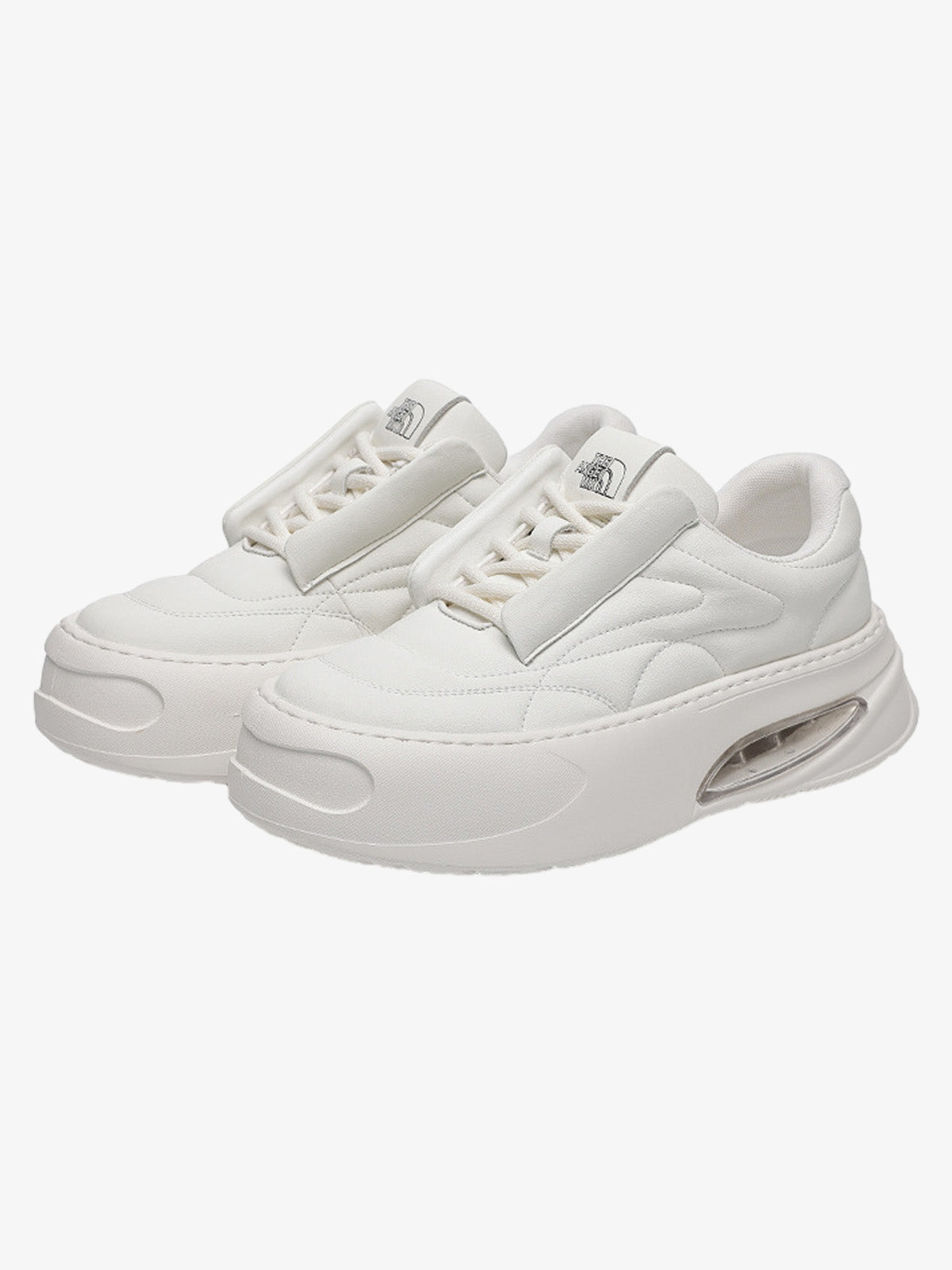 Gesteppte weiße Plateau-Sneaker mit Luftpolster-Ferse – Weiß, Paar | XoKool