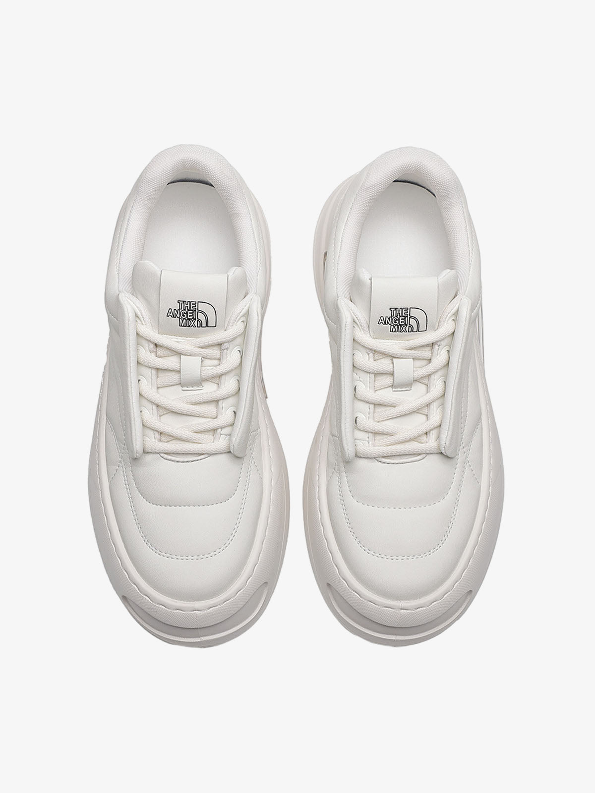 Gesteppte weiße Plateau-Sneaker mit Luftpolster-Ferse – Weiß, Draufsicht | XoKool