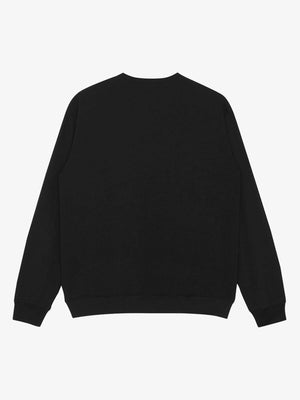 Sudadera cuello redondo negra con estampado de cara azul – vista trasera | XoKool