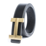 Premio Solid Brass H Leather Belt