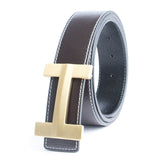 Premio Solid Brass H Leather Belt