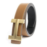 Premio Solid Brass H Leather Belt