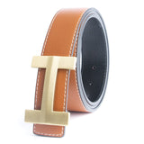 Premio Solid Brass H Leather Belt