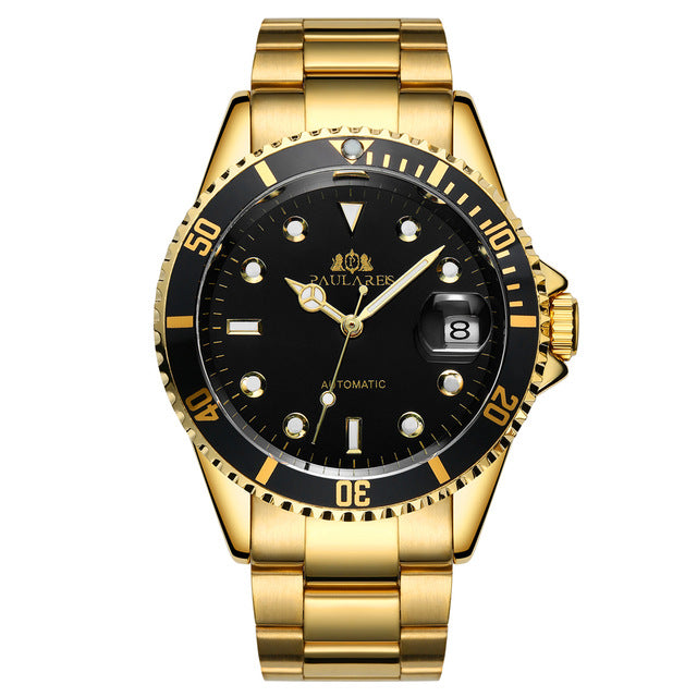 Luxury Silver/Gold/Dual Tone Automatic Stainless Steel Watch