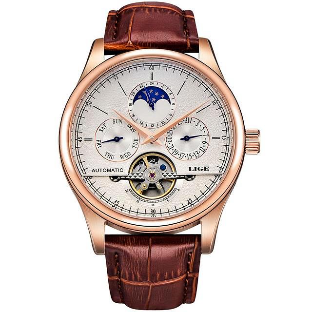 Luxury Tourbillon Automatic Leather Watch