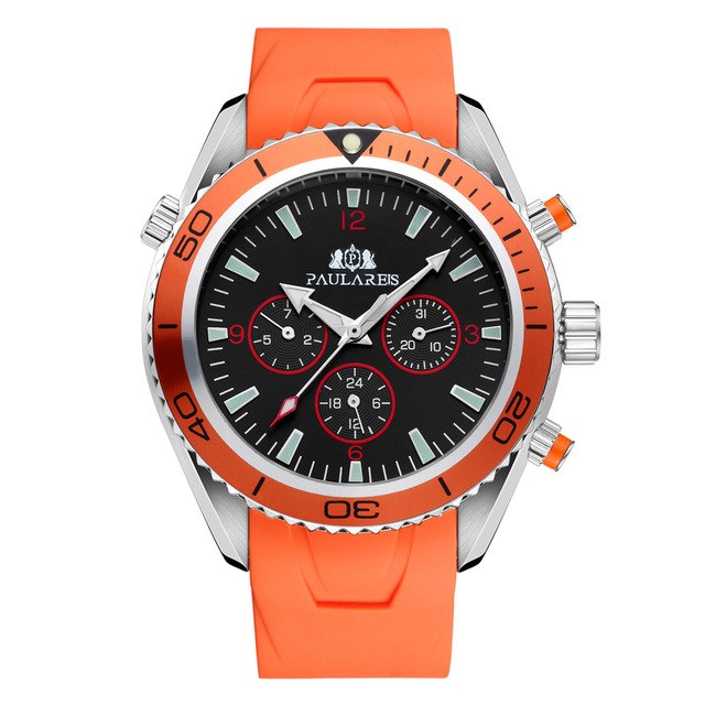 Luxury Automatic Self Wind Rubber Strap Watch