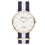 Luxury Geneva Platinum Nylon Strap Watch