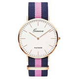 Luxury Geneva Platinum Nylon Strap Watch