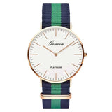 Luxury Geneva Platinum Nylon Strap Watch