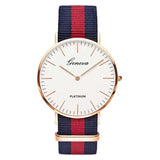 Luxury Geneva Platinum Nylon Strap Watch
