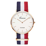 Luxury Geneva Platinum Nylon Strap Watch