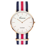 Luxury Geneva Platinum Nylon Strap Watch