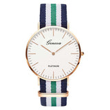 Luxury Geneva Platinum Nylon Strap Watch