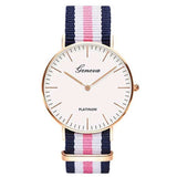 Luxury Geneva Platinum Nylon Strap Watch