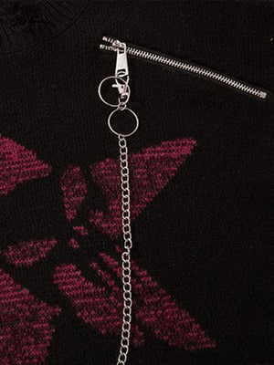 Punk Star Pullover – Reißverschluss und Kette im Detail | XoKool