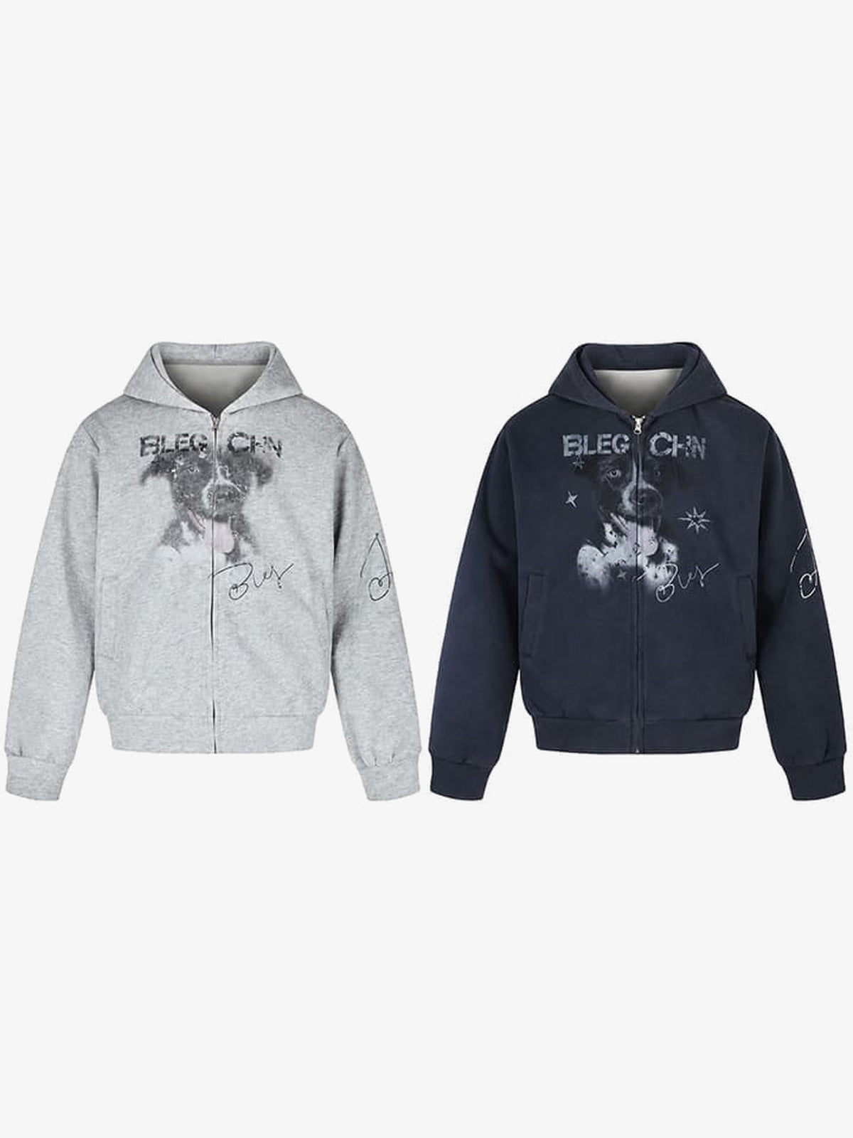 Puppy Zip Hoodie – Grau und Navy zusammen | XoKool