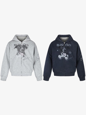 Puppy Zip Hoodie – Grau und Navy zusammen | XoKool